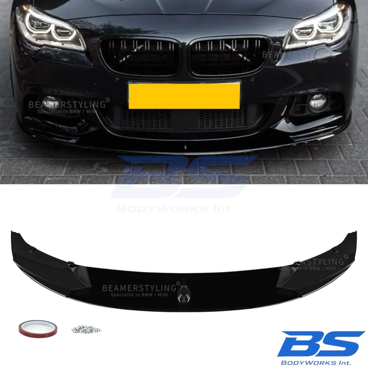 Front Lip - BMW F10 / F11 - M Performance Look - Hoogglans Zwart | 10-17 - Beamerstyling.nl