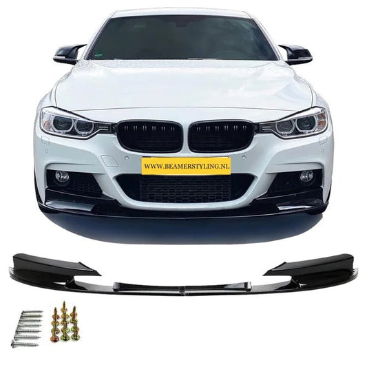 Front Lip - BMW F30 / F31 - Hoogglans Zwart - 2 Delig | 2011 - 2019 - Beamerstyling.nl