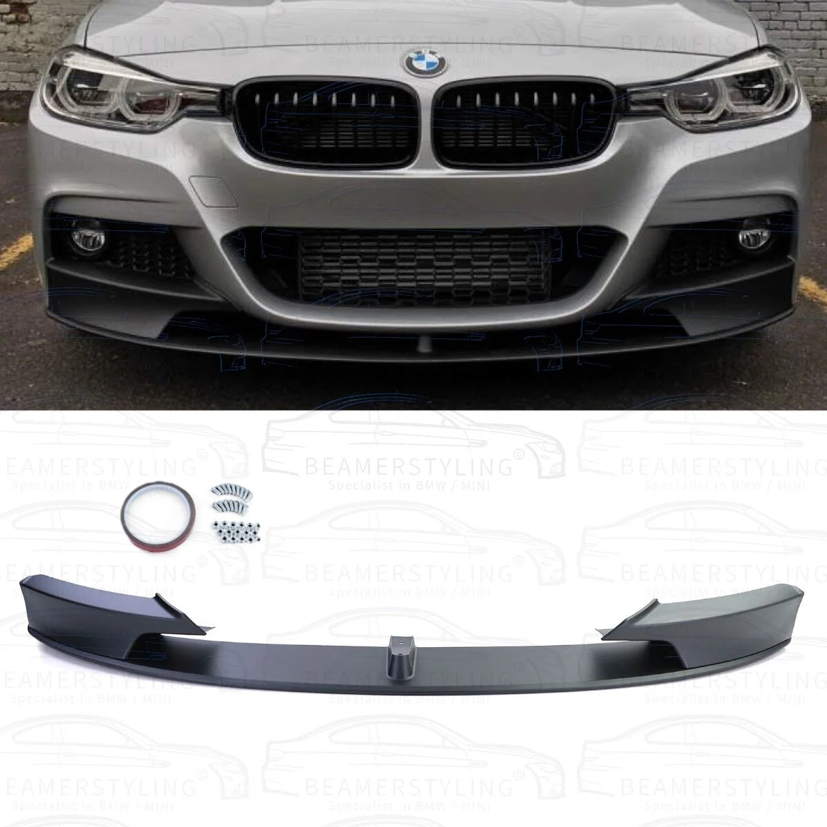 Front lip - BMW F30 / F31 - M Performance look - Mat zwart | 11-19 - Beamerstyling.nl