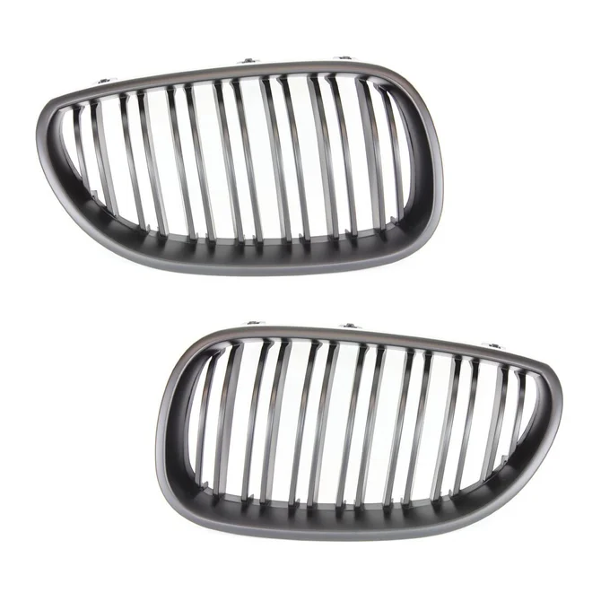 Nieren Dubbele Spijlen Zwart BMW 5 Serie E60 / E61 — Mat Zwart