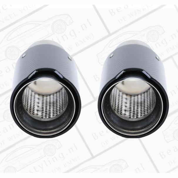 Uitlaat Sierstuk 2X - BMW E81 / E87 / E82 / E88 - Carbon Zwart - 90Mm