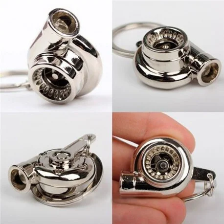 Sleutelhanger - Turbo - Diverse Kleuren - Met Draaiende Turbine — Chrome