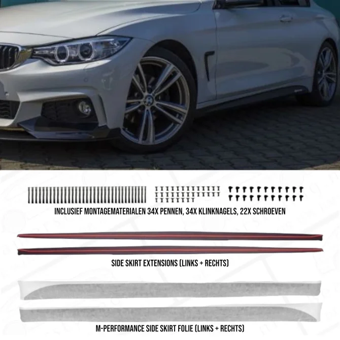 Side Skirts Extensions + Folie - BMW F32 / F33 / F36 - Voor M Pakket | 2013-2019