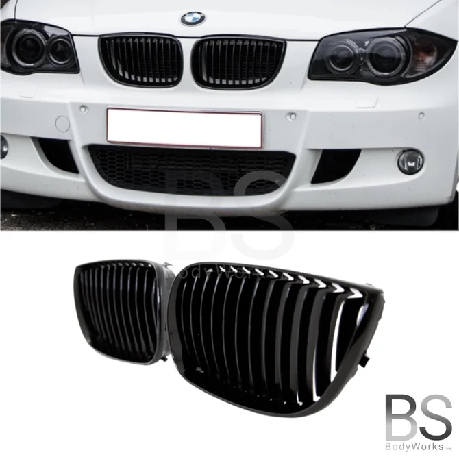 Nieren - BMW 1 Serie E87 & E81 - Hoogglans Zwart | Ook Voor M