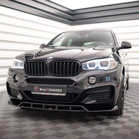Front Lip V2 - BMW X6 F16 - Maxton Design - Voor M Pakket — Gestructureerd Mat Zwart