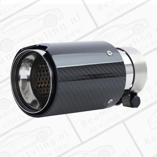 Uitlaat Sierstuk 2X - BMW E90 / E91 / E92 / E93 - Carbon Zwart - 90Mm