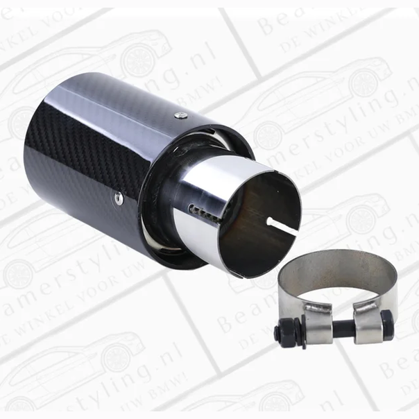 Uitlaat Sierstuk 2X - BMW E81 / E87 / E82 / E88 - Carbon Zwart - 90Mm