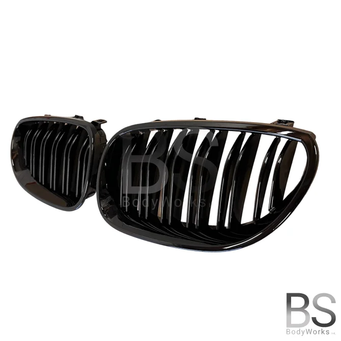 Nieren - BMW E60 / E61 - Hoogglans Zwart - Dubbele Spijlen | 2003-2010