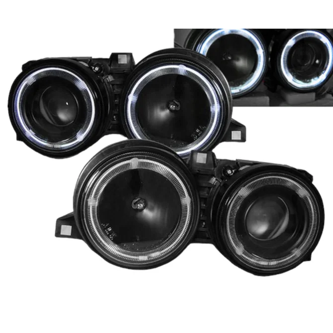 Koplampen - BMW 3 Serie E30 - Zwart - LED Angel Eyes | 1982-1994