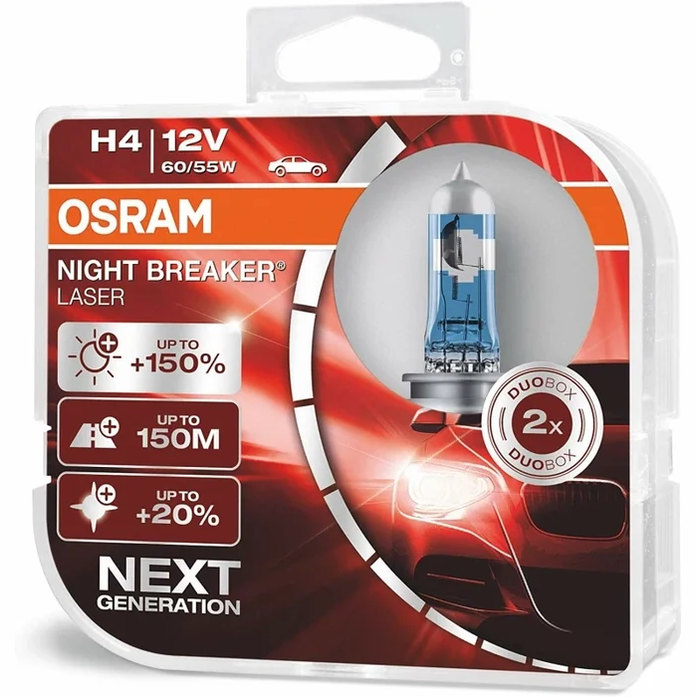 H4 Lampen 12V 55W - Osram Night Breaker Laser - Next Generation - Duo Pack