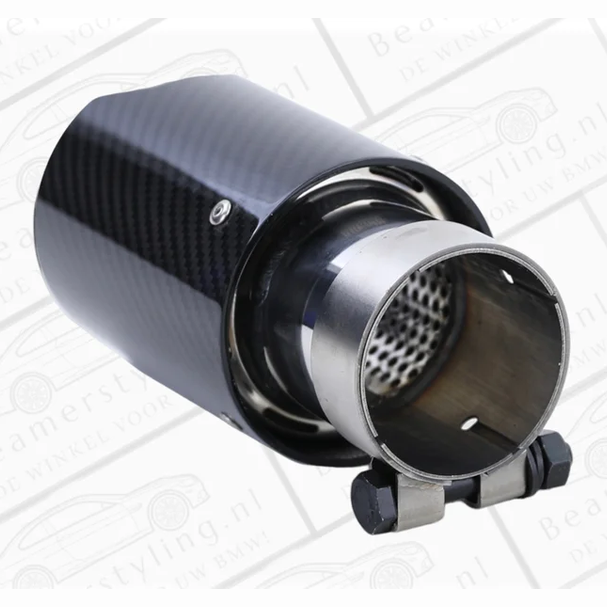 Uitlaat Sierstuk 4X - BMW E81 / E87 / E82 / E88 - Carbon Zwart - 90Mm