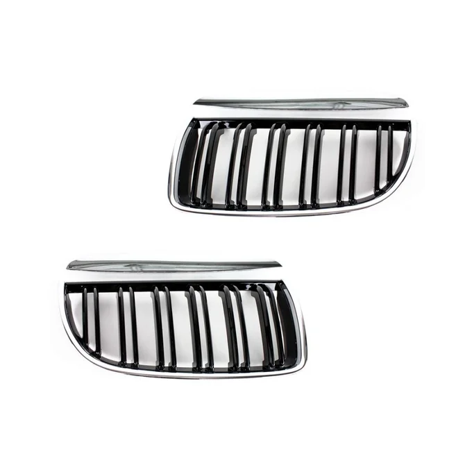 Nieren / Grill Delen Dubbele Spijlen Chroom Zwart BMW 3 Serie E90 / E91 2005 - 2008
