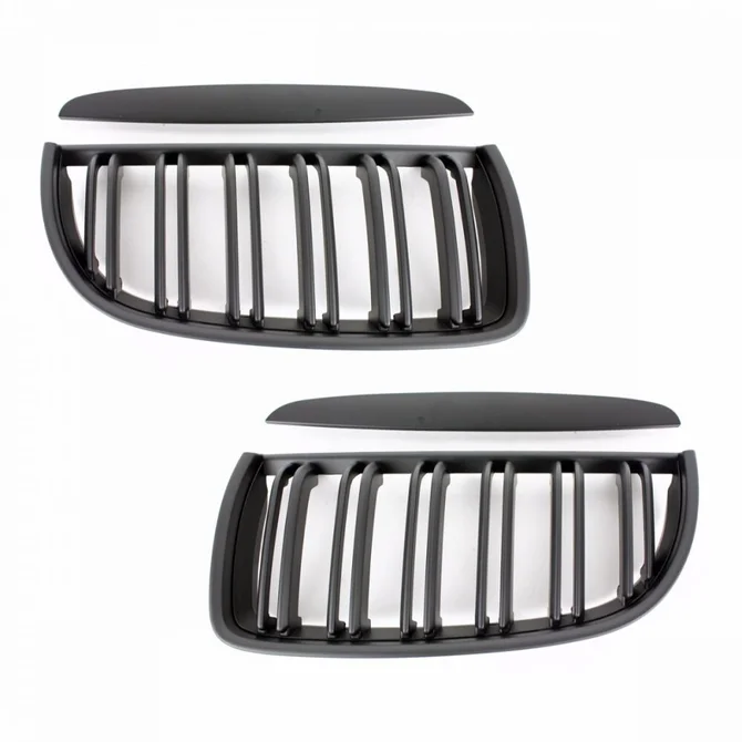 Nieren - BMW E90 / E91 - Mat Zwart - Dubbele Spijlen | 05-08