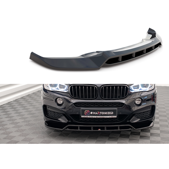 Front Lip V2 - BMW X6 F16 - Maxton Design - Voor M Pakket — Hoogglans Zwart