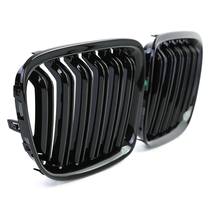 Nieren - BMW X1 E84 - Hoogglans Zwart - Dubbele Spijlen | 09-15