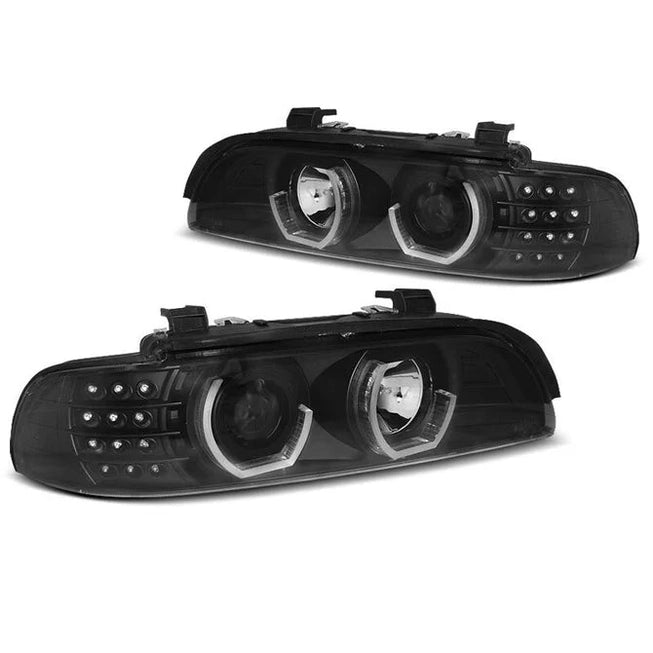 3D LED Angel Eyes Koplampen Zwart H1 BMW 5 Serie E39 1995-2000
