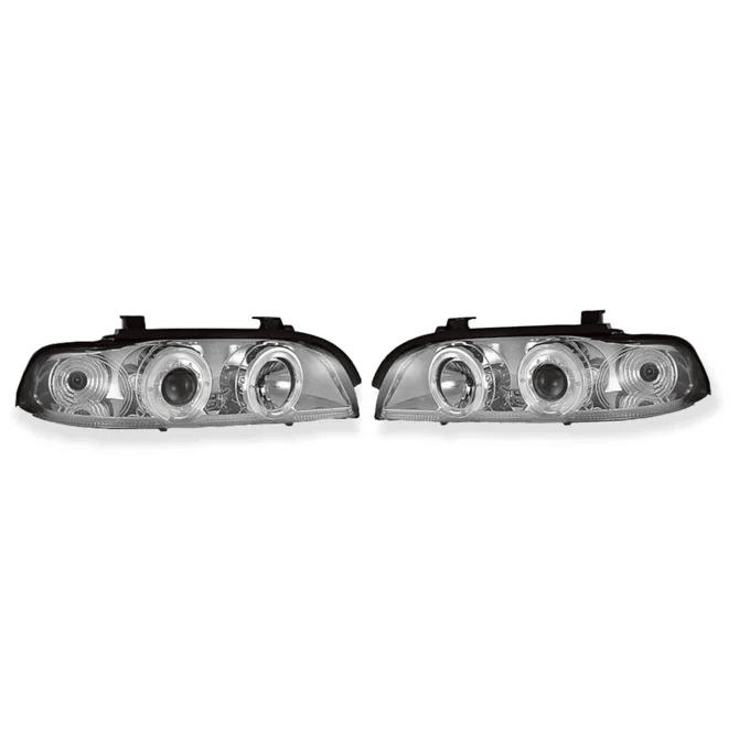 LED Angel Eyes Koplampen Chroom H1 BMW 5 Serie E39 1995-2000 — Met Motor Voor Elektrische Hoogteregeling - Beamerstyling.nl