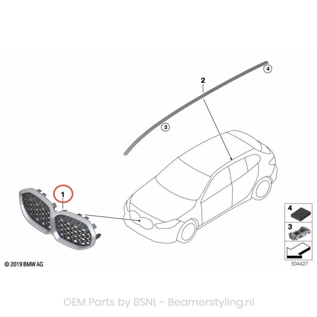 Nieren - BMW 1 Serie F40 - M Performance - Diamond - 51135A39370 | Origineel BMW - Beamerstyling.nl