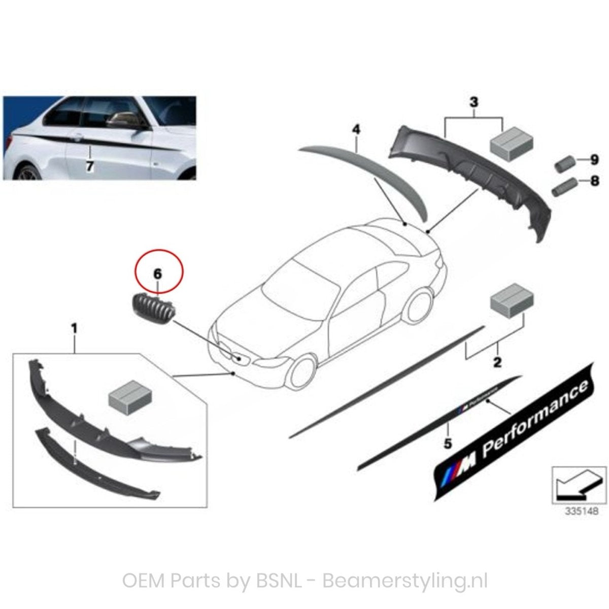 Nieren - BMW 2 Serie F22 / F23 - M Performance - 51712336815 - 816 | Origineel BMW - Beamerstyling.nl