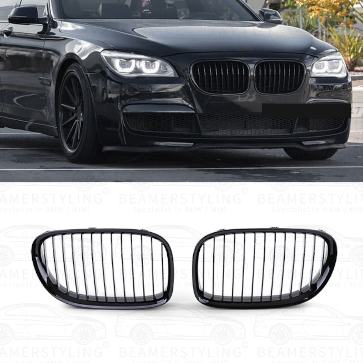 Nieren - BMW 7 Serie F01 / F02 - Hoogglans Zwart | 2008 - 2015 - Beamerstyling.nl