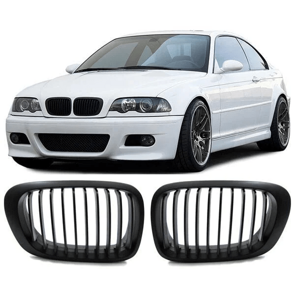 Nieren - BMW E46 Coupe / Cabrio - Mat Zwart | 1999 - 2003 - Beamerstyling.nl