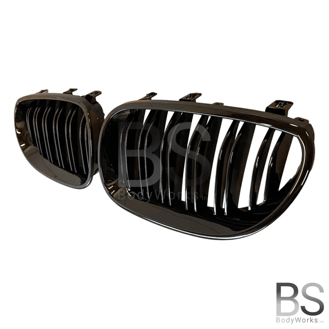 Nieren - BMW E60 / E61 - Hoogglans Zwart - Dubbele Spijlen | 2003 - 2010 - Beamerstyling.nl
