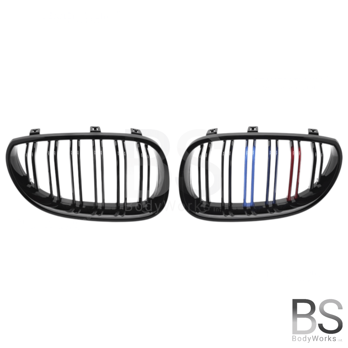 Nieren - BMW E60 / E61 - M look - M Kleuren - Hoogglans Zwart | 2003 - 2010 - Beamerstyling.nl