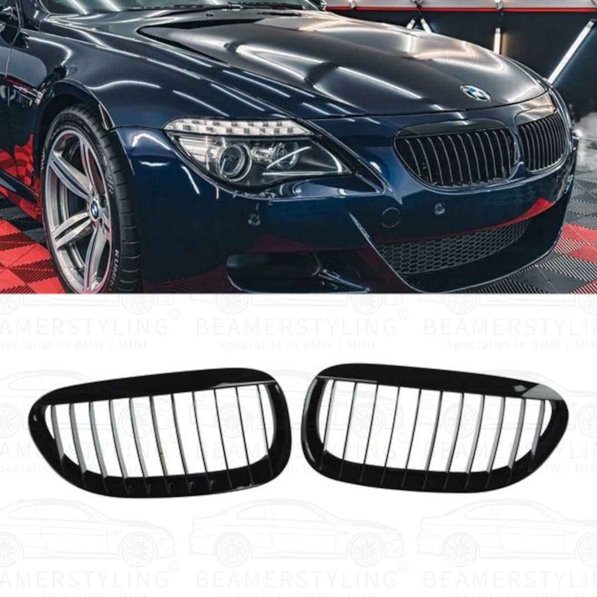 Nieren - BMW E63 / E64 - Hoogglans Zwart | 04 - 10 - Beamerstyling.nl