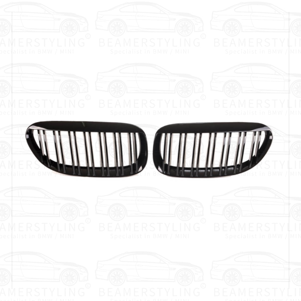 Nieren - BMW E63 / E64 - M Look - Hoogglans Zwart | 04 - 10 - Beamerstyling.nl