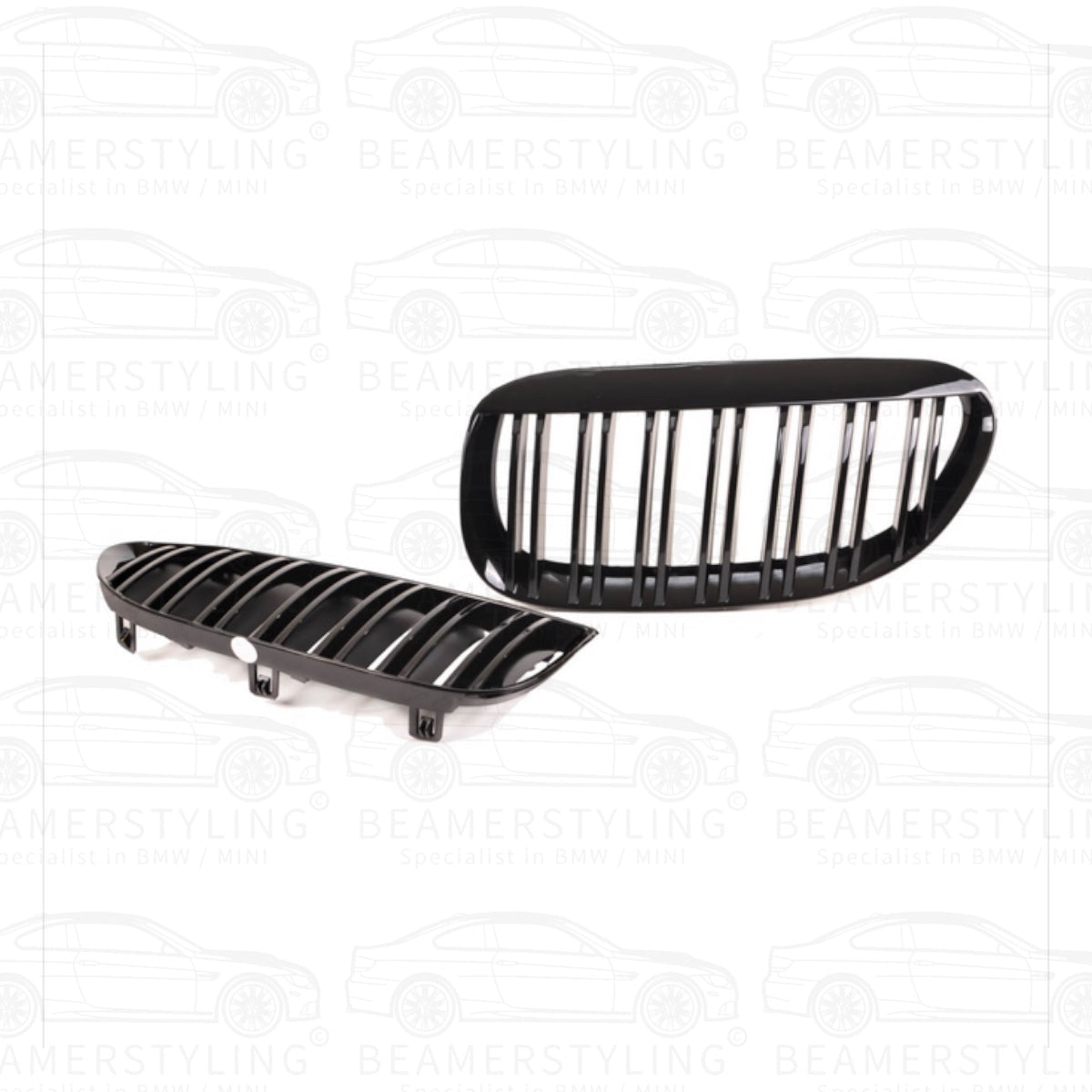 Nieren - BMW E63 / E64 - M Look - Hoogglans Zwart | 04 - 10 - Beamerstyling.nl