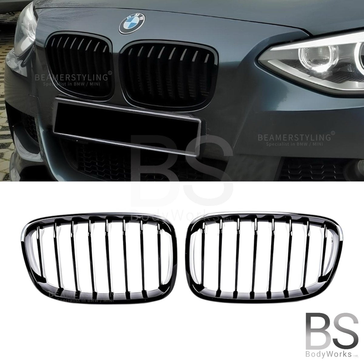 Nieren - BMW F20 / F21 - Hoogglans Zwart | 2011 - 2015 - Beamerstyling.nl