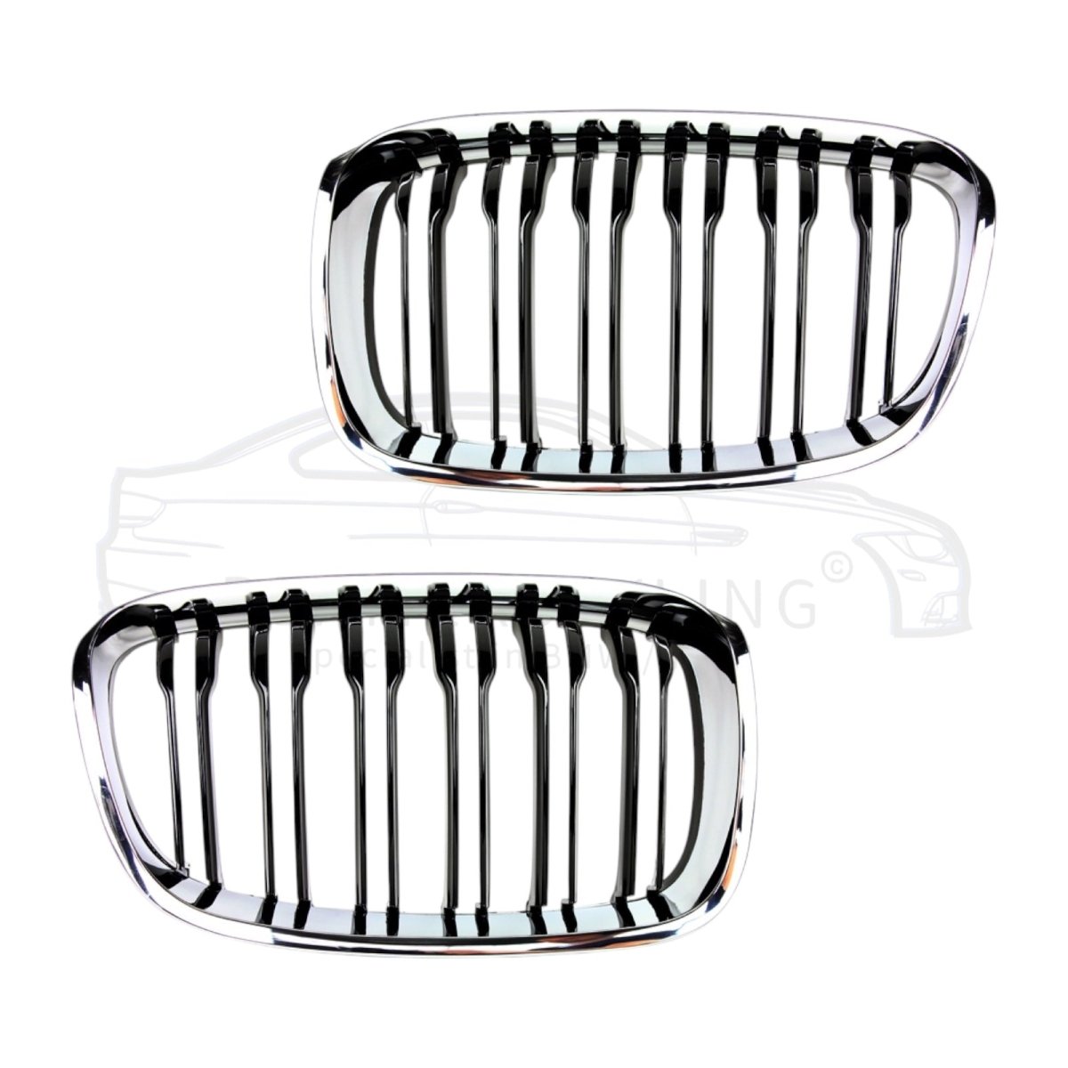 Nieren - BMW F20 / F21 - Hoogglans Zwart / Chroom - M Look | 2011-2015 - Beamerstyling.nl