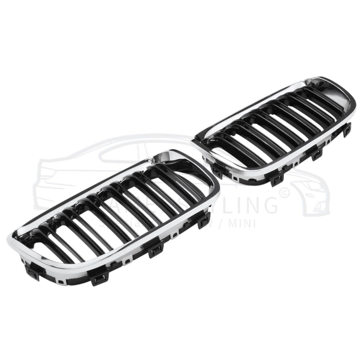 Nieren - BMW F20 / F21 - Hoogglans Zwart / Chroom - M Look | 2011-2015 - Beamerstyling.nl