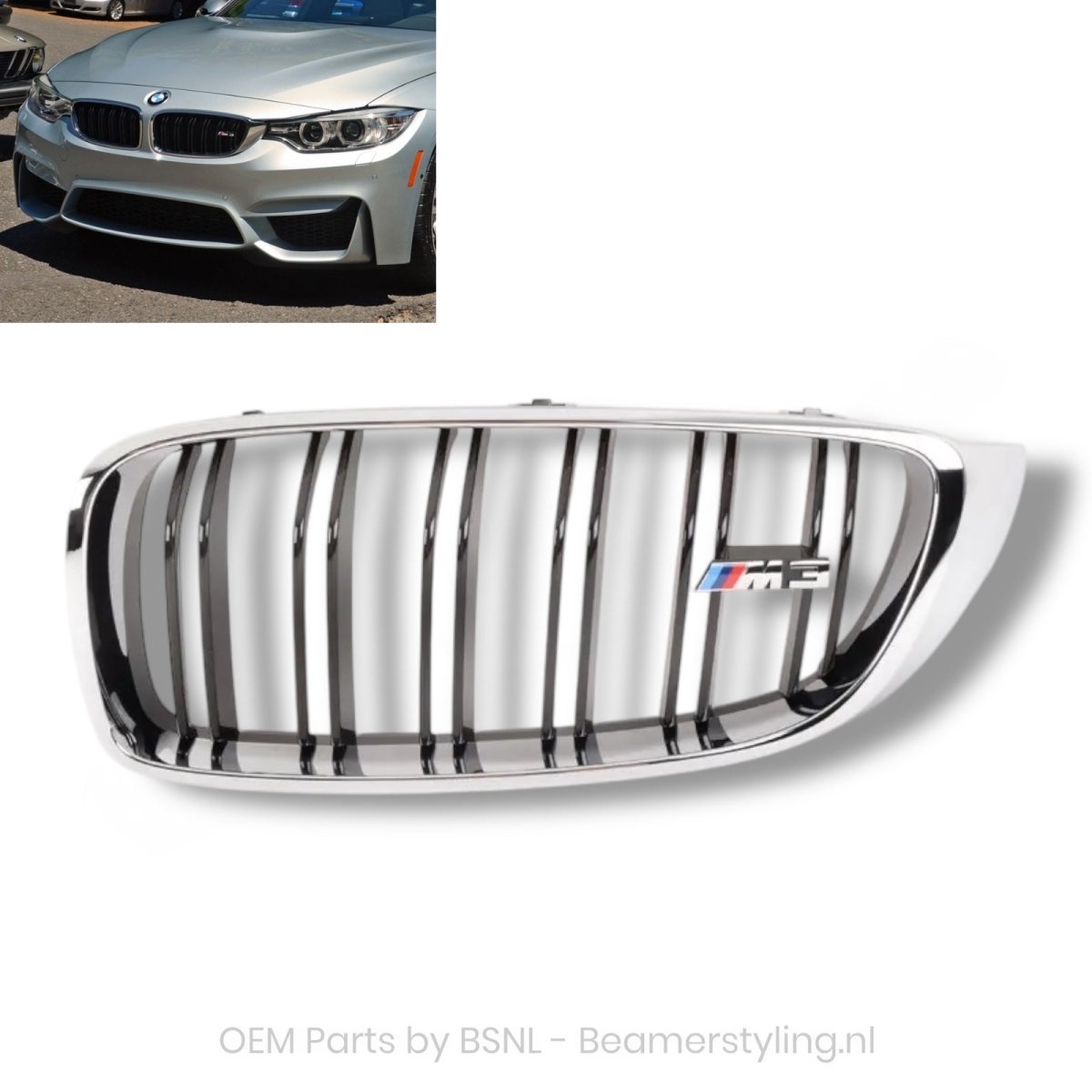Nieren - BMW F80 M3 - Chroom - Links - 51138056411 | Origineel BMW - Beamerstyling.nl
