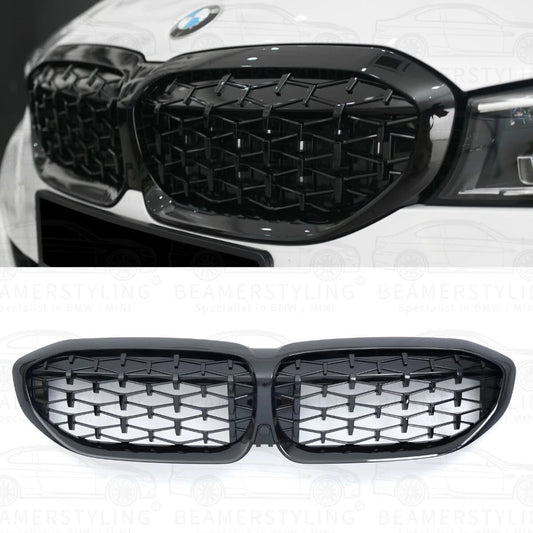 Nieren - BMW G20 / G21 - Diamond - Hoogglans Zwart | 2019 - 2022 - Beamerstyling.nl