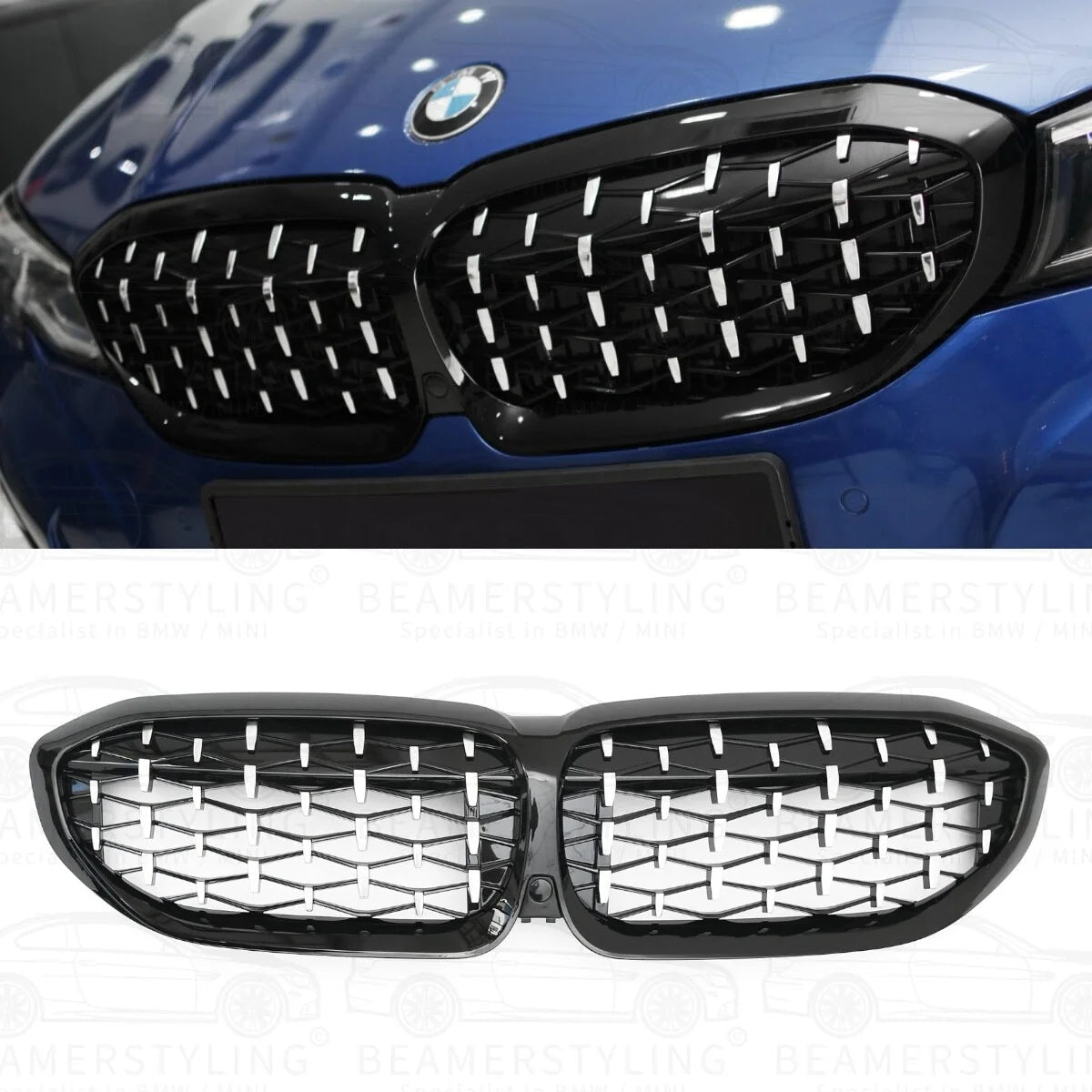Nieren - BMW G20 / G21 - Diamond - Zwart / Chroom | 2019 - 2022 - Beamerstyling.nl