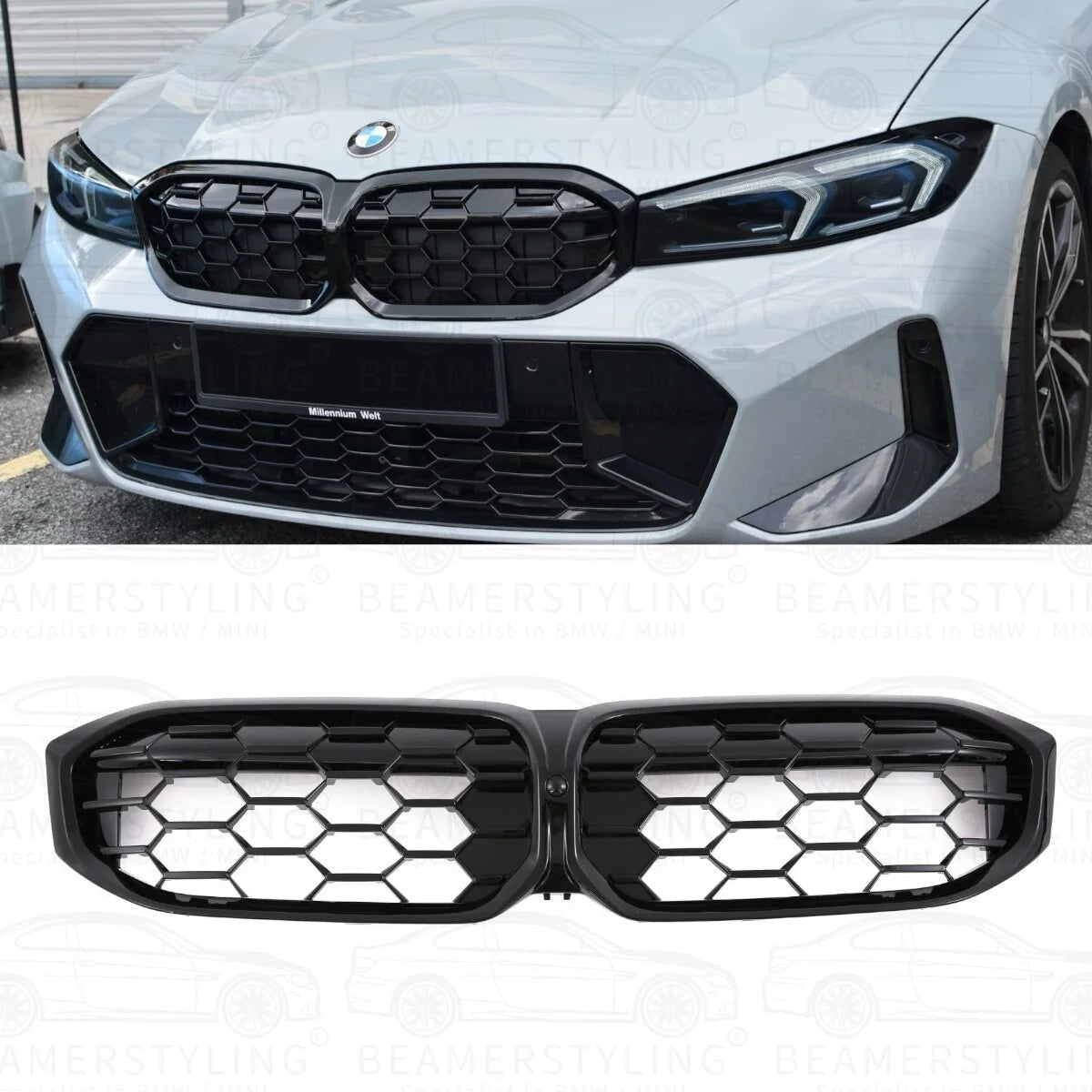 Nieren - BMW G20 LCI / G21 LCI - Diamond - Hoogglans Zwart | 2021 - Beamerstyling.nl