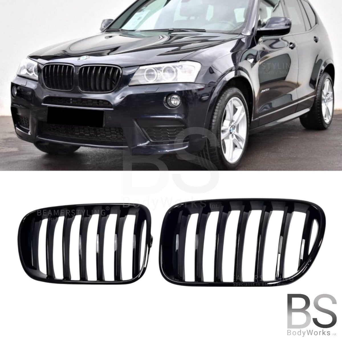 Nieren - BMW X3 F25 - Mp Look - Hoogglans Zwart | 2010 - 2014 - Beamerstyling.nl