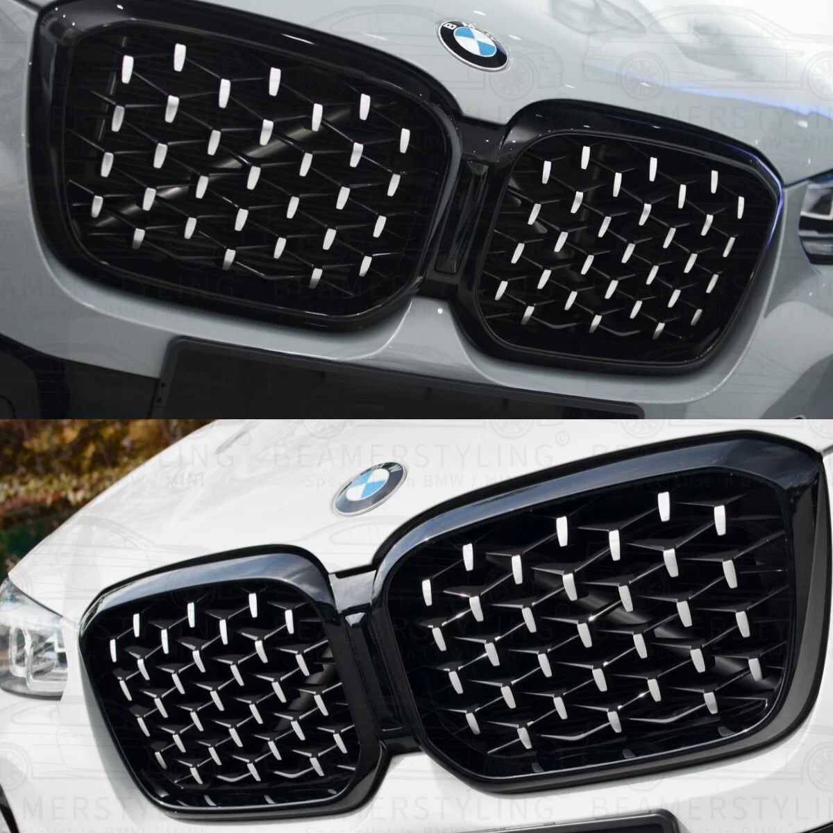Nieren - BMW X3 G01 LCI / X4 G02 LCI - Diamond - Chroom / Zwart | 2021 - Beamerstyling.nl