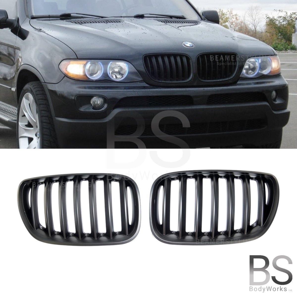 Nieren - BMW X5 E53 - Mp Look - Mat Zwart | 12/2003 - 2006 - Beamerstyling.nl