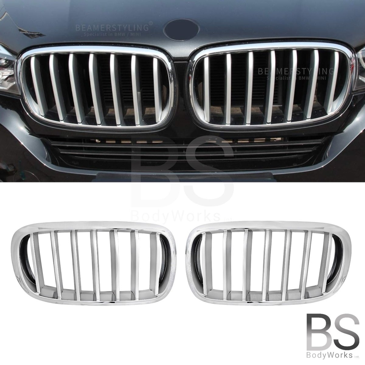 Nieren - BMW X5 F15 / F85 / X6 F16 / F86 - Chroom / Graphite | 2014 - 2019 - Beamerstyling.nl
