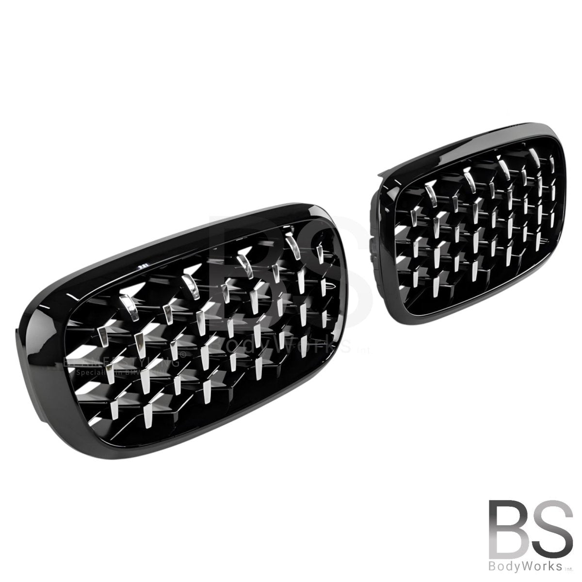 Nieren - BMW X5 F15 / F85 / X6 F16 / F86 - Diamond - Zwart / Chroom | 2014 - 2019 - Beamerstyling.nl