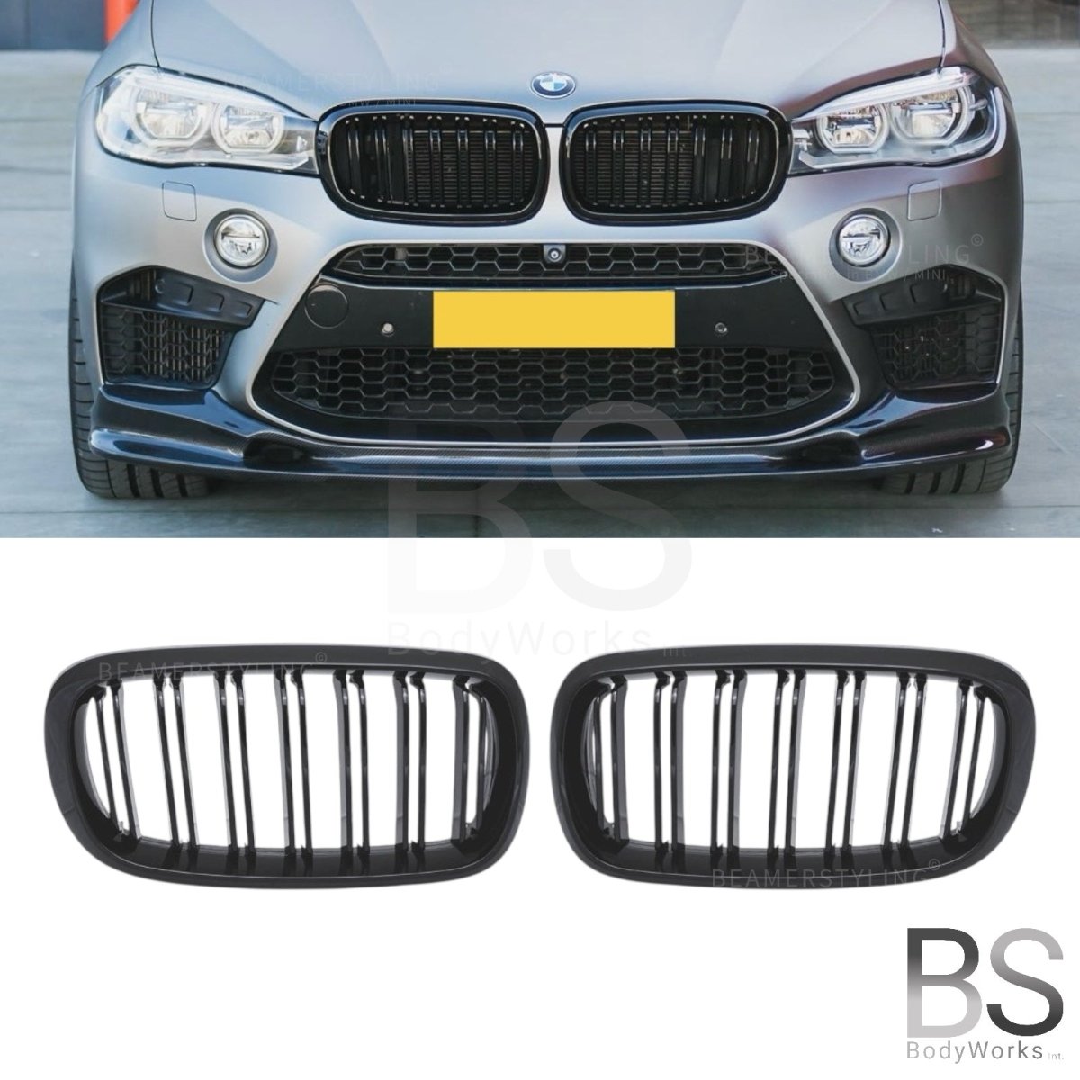 Nieren - BMW X5 F15 / F85 / X6 F16 / F86 - M Look - Hoogglans Zwart | 2014 - 2019 - Beamerstyling.nl