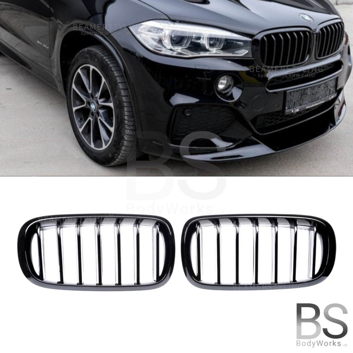 Nieren - BMW X5 F15 / F85 / X6 F16 / F86 - Mp Look - Hoogglans Zwart | 2014 - 2019 - Beamerstyling.nl