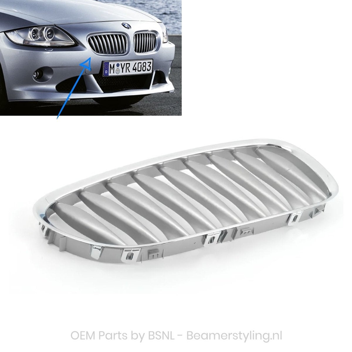 Nieren - BMW Z4 E85/E86 - Graphite - Rechts - 51117117758 | Origineel BMW - Beamerstyling.nl