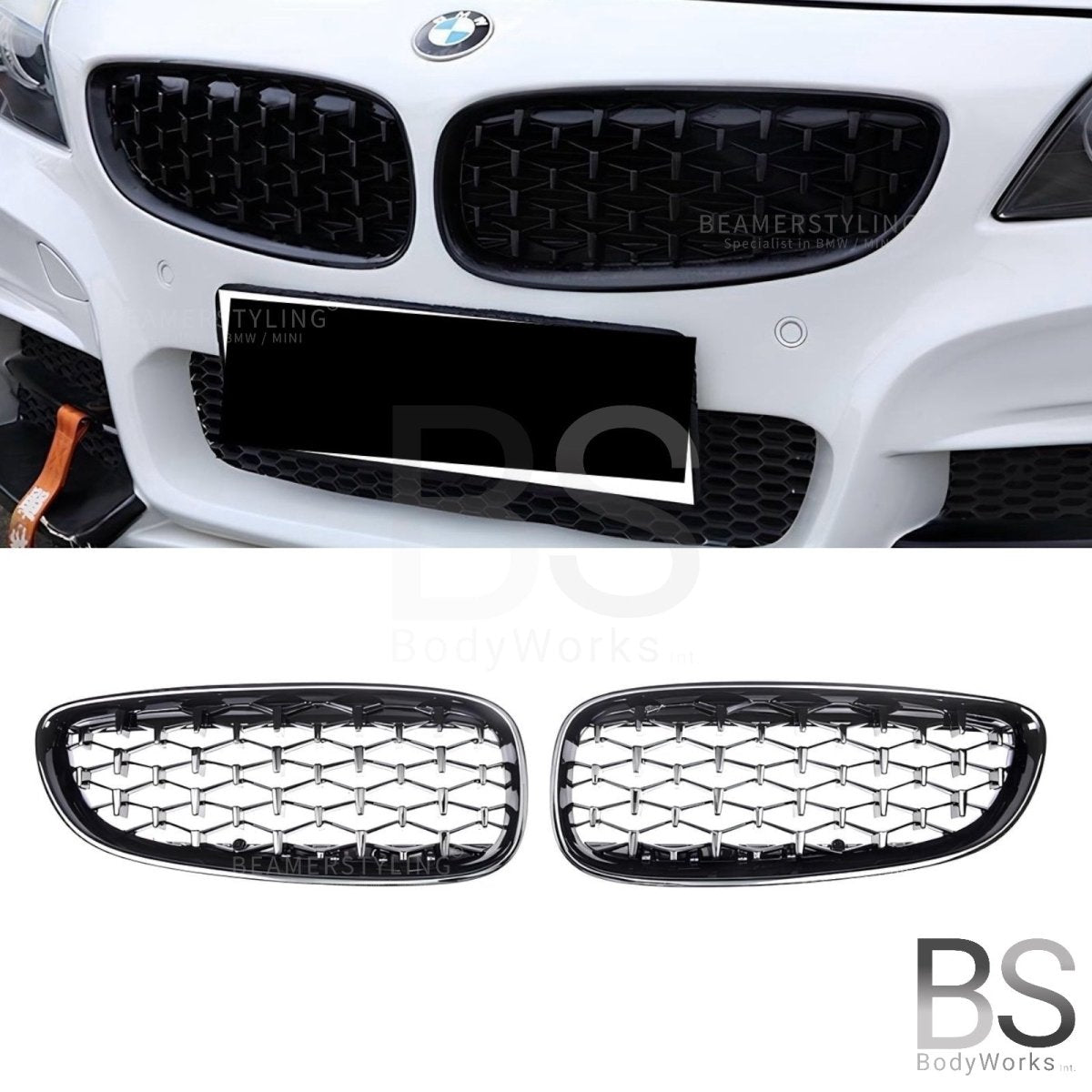 Nieren - BMW Z4 E89 - Diamond - Hoogglans Zwart | 2009 - 2016 - Beamerstyling.nl
