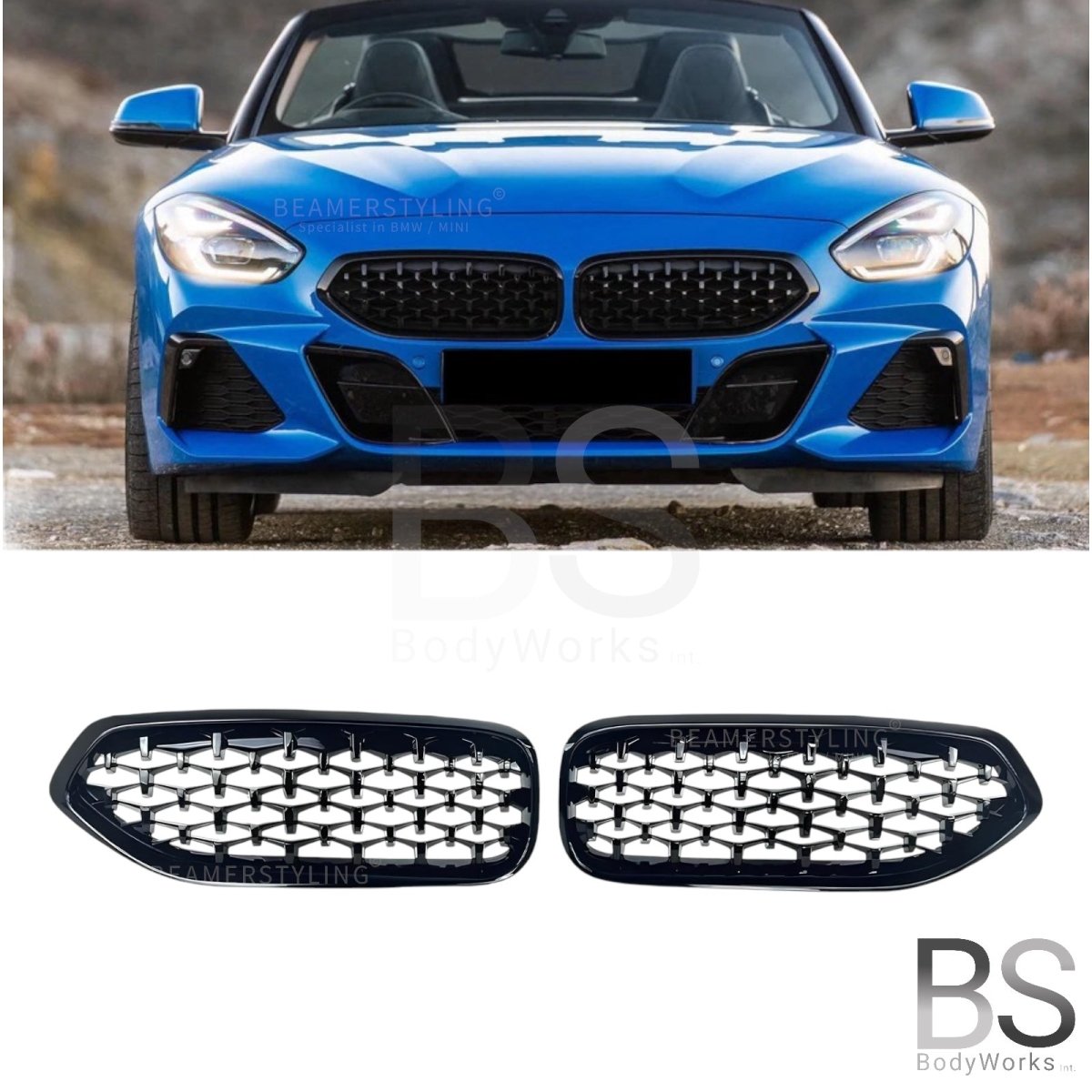 Nieren - BMW Z4 G29 - Diamond - Hoogglans Zwart | 2018 - 2022 - Beamerstyling.nl