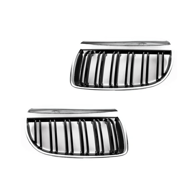 Nieren / Grill Delen Dubbele Spijlen Chroom Zwart BMW 3 Serie E90 / E91 2005 - 2008 - Beamerstyling.nl
