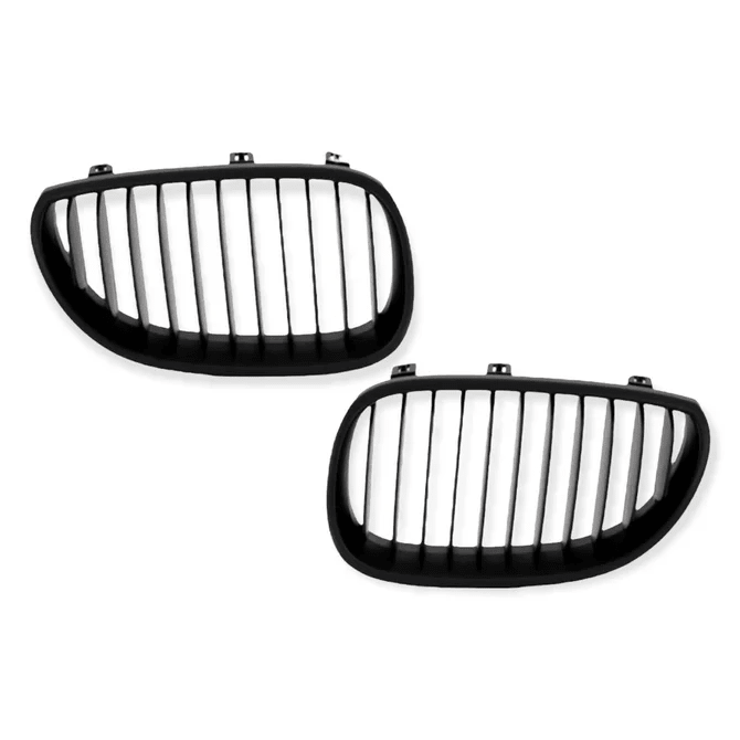 Nieren / Grill Delen Zwart BMW 5 Serie E60 / E61 — Mat Zwart - Beamerstyling.nl
