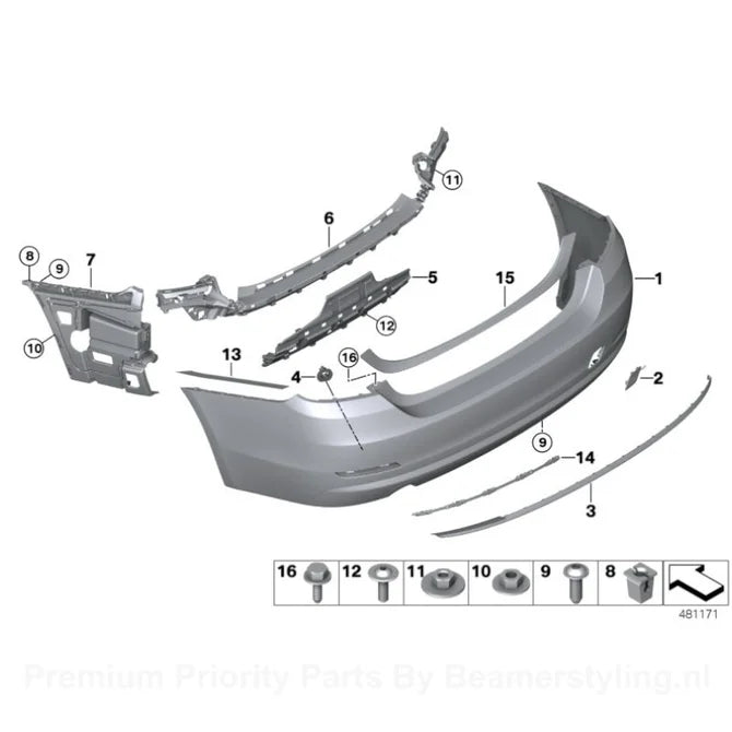 Achterbumper Geleider - BMW 4 Serie F32 / F33 / F36 | Origineel BMW — Complete Set (L+R)